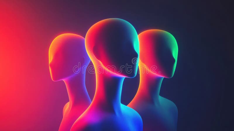 Avatares abstractos sin rostro en colores vivos que crean un diseño moderno con espacio para textos y maquetas creativas fotografía de archivo libre de regalías