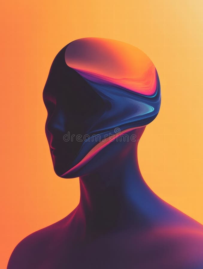 Avatares abstractos sin rostro sobre fondo vibrante crean espacio para textos creativos y maquetas para proyectos digitales foto de archivo