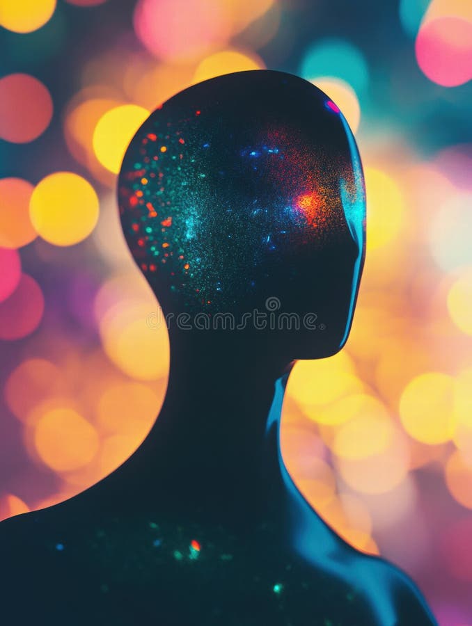 Avatares abstractos sin rostro únicos con colores vivos y fondo de bokek suave para maquetas y diseños creativos fotografía de archivo libre de regalías
