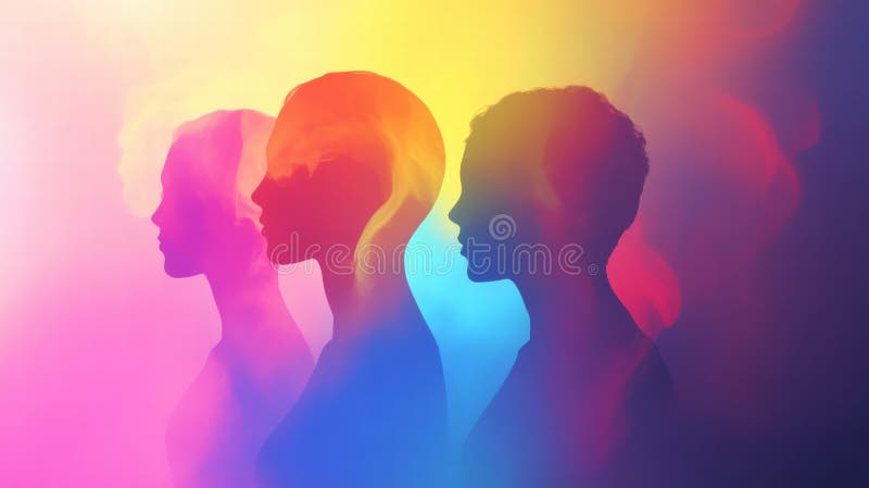 Avatares creativos abstractos sin rostro que muestran la diversidad con colores vivos y gradientes suaves para la colocación de te foto de archivo libre de regalías
