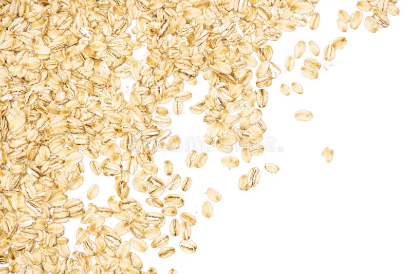Aveia rolada crua lisa isolada no branco imagem de stock Aveia rolada crua lisa isolada no branco imagem de stock