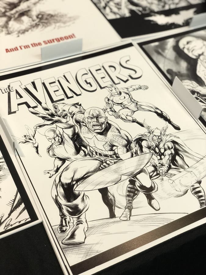 avengers comic strip black and white