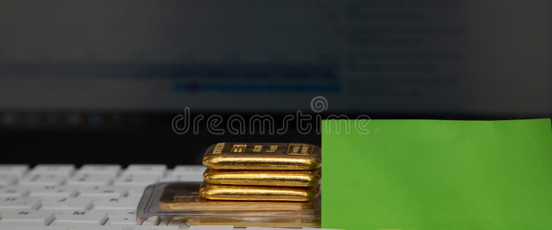 Avenir de l'or, lingots, graphique de chute des prix photos stock Avenir de l'or, lingots, graphique de chute des prix photos stock