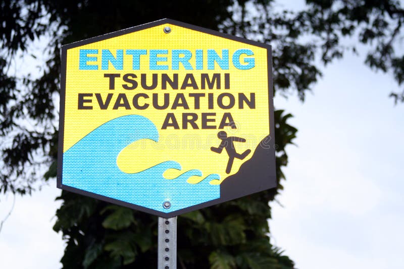 Entering tsunami evacuation area--signage found in Hawaii. Entering tsunami evacuation area--signage found in Hawaii.