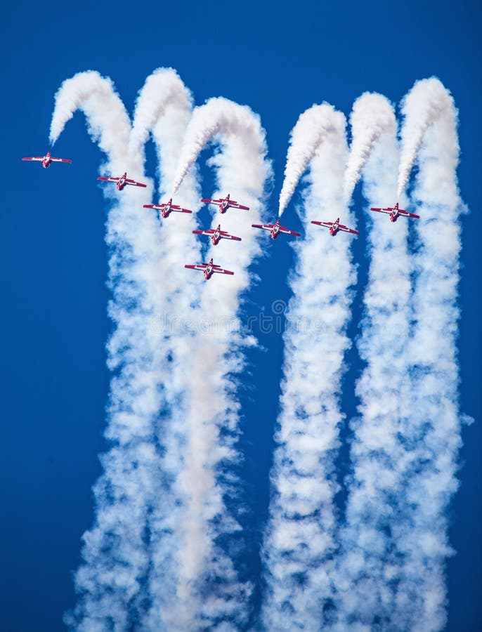 Royal Canadian Air Force Snowbirds demonstrating at Great Pacific Airshow in Huntington Beach, CA 10.6.19. Royal Canadian Air Force Snowbirds demonstrating at Great Pacific Airshow in Huntington Beach, CA 10.6.19