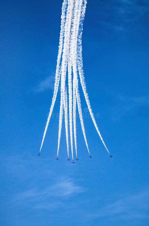 Royal Canadian Air Force Snowbirds demonstrating at Great Pacific Airshow in Huntington Beach, CA 10.6.19. Royal Canadian Air Force Snowbirds demonstrating at Great Pacific Airshow in Huntington Beach, CA 10.6.19