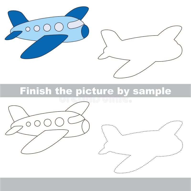 Tutorial de desenho para crianças. nível fácil. folhas de educação. como  desenhar avião