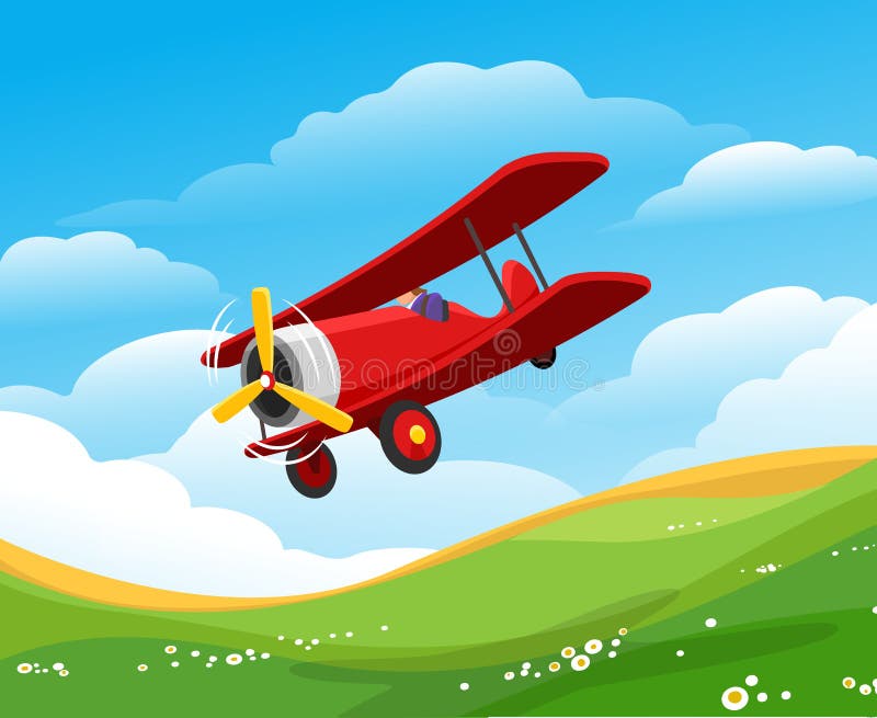 Avión Volador De Dibujos Animados Ilustración del Vector - Ilustración de  aire, saludo: 191708572