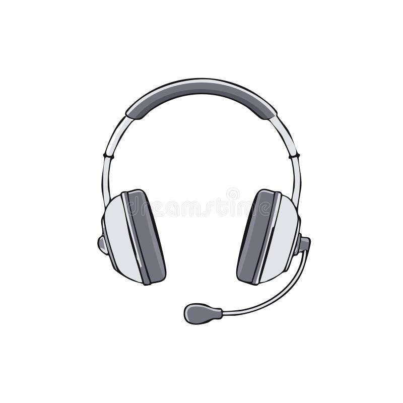 Aviation Headset Isolated on White Background for Pilot or Gamer Clear Communication Tool Illustration stock illustration