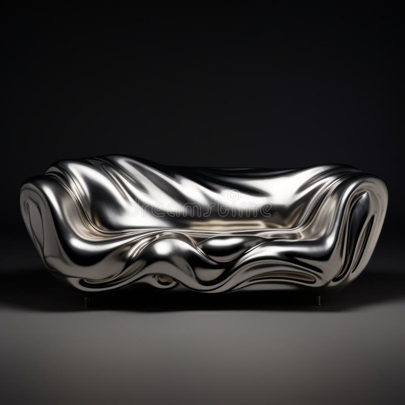 Avicii-inspired Silver Couch With Fluid Surrealism Design stock illustration
