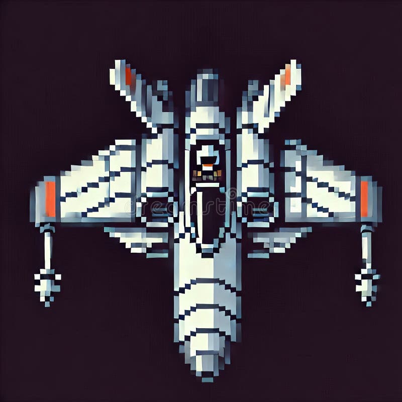 Avion de chasse SciFi dans l'espace profond. Un Spacefighter rétrofuturiste doté de fonctionnalités high-tech.