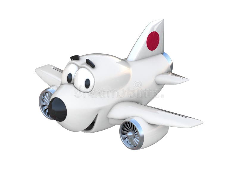 Avion de desene animate cu un drapel japonez zâmbitor vector illustration