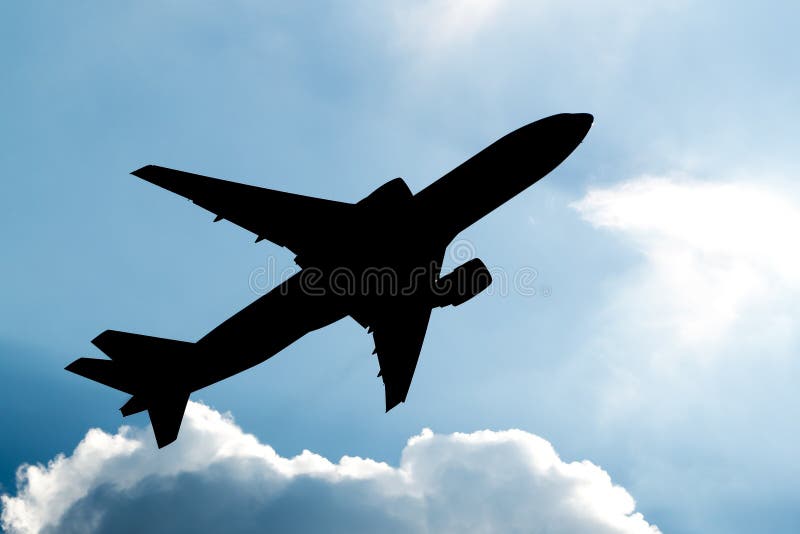 Avion enlevant la silhouette photo libre de droits Avion enlevant la silhouette photo libre de droits