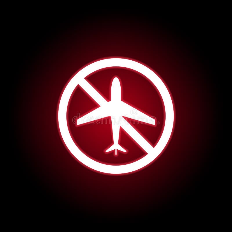 Avion interdit, icône de vol dans le style au néon rouge Peut ?tre employ? pour le Web, logo, l'appli mobile, UI, UX illustration libre de droits Avion interdit, icône de vol dans le style au néon rouge Peut ?tre employ? pour le Web, logo, l'appli mobile, UI, UX illustration libre de droits