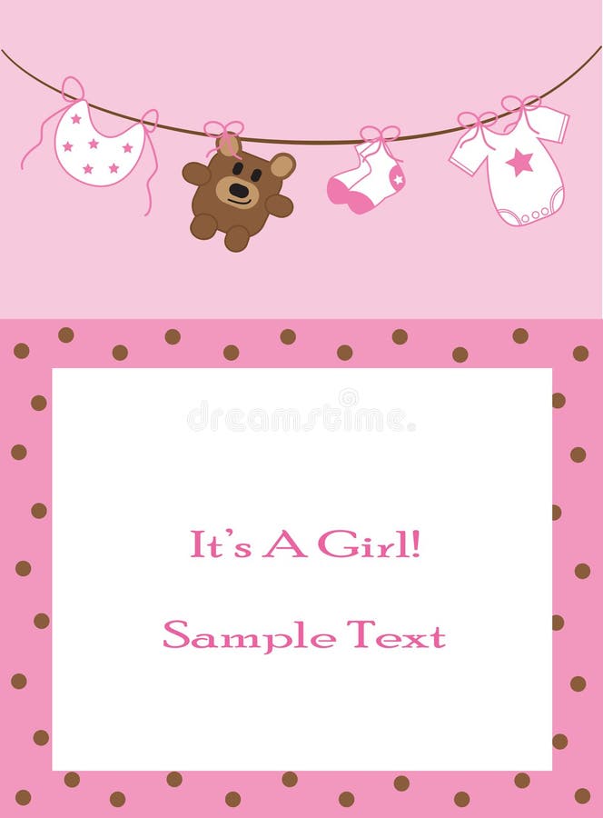 Pink baby girl invite announcement. Pink baby girl invite announcement