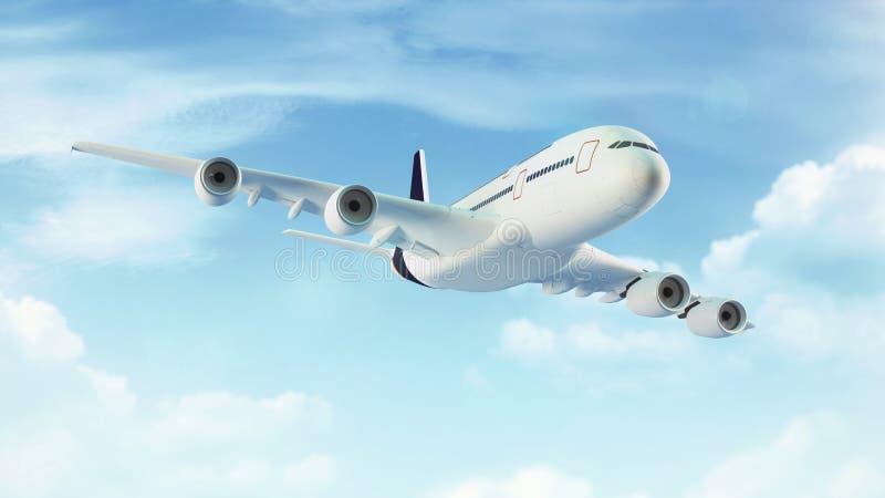 Large passenger plane in the blue sky with clouds. Large passenger plane in the blue sky with clouds