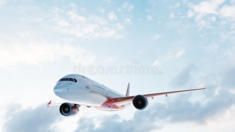 Avião comercial voando a céu azul ensolarado