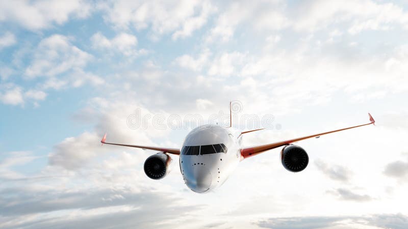Avião comercial voando a céu azul ensolarado