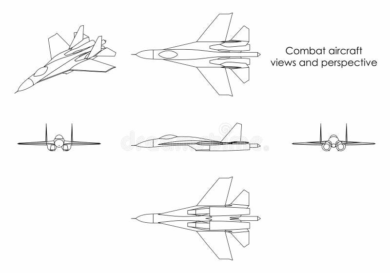 Aviões de combate Esboço somente ilustração stock