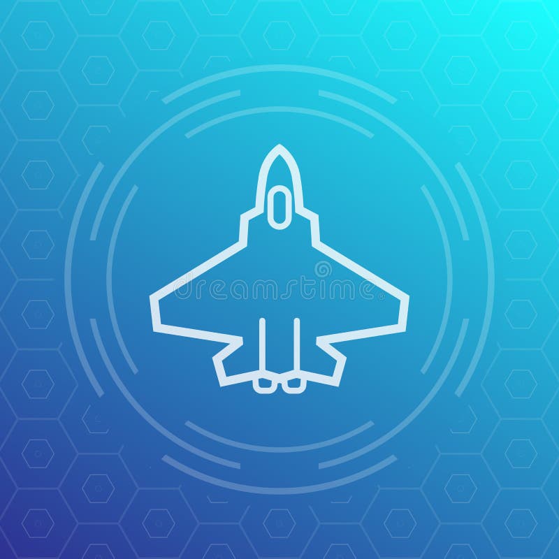 Aviões de combate, ícone linear do avião de combate ilustração stock