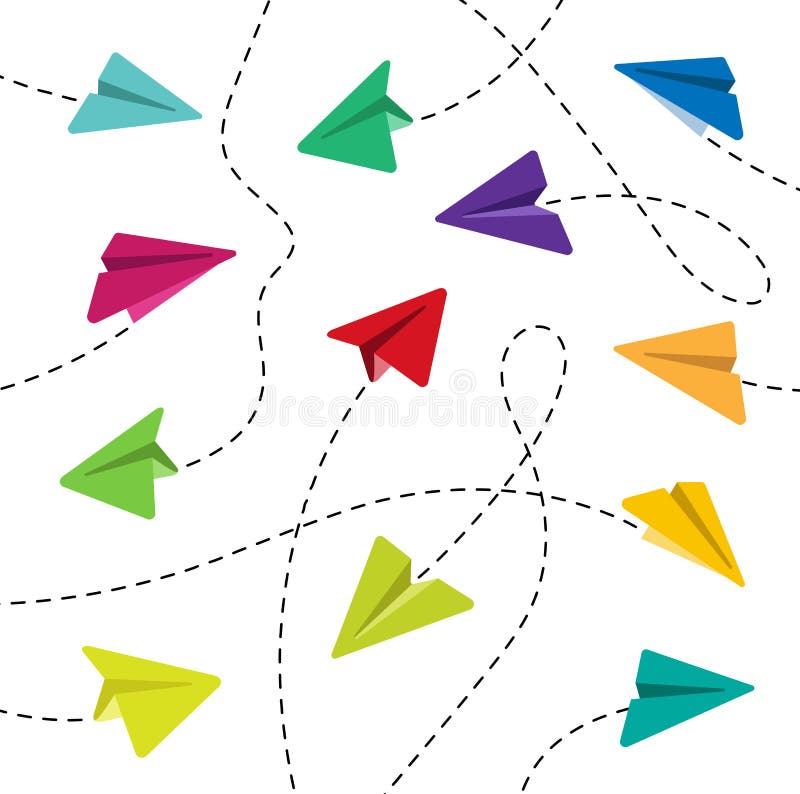 Aviões de papel coloridos ilustração do vetor Aviões de papel coloridos ilustração do vetor