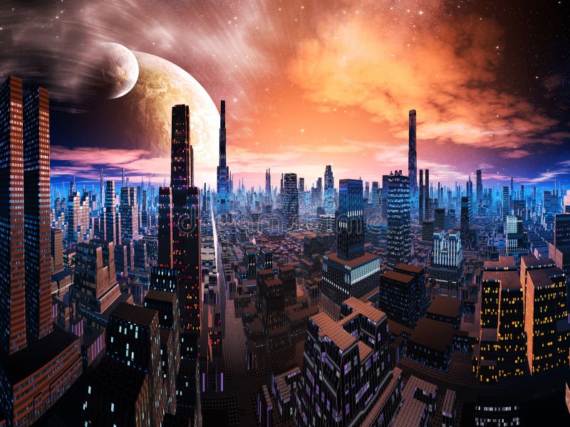 avlägsen tänd neonvärld för cityscape stock illustrationer avlägsen tänd neonvärld för cityscape stock illustrationer