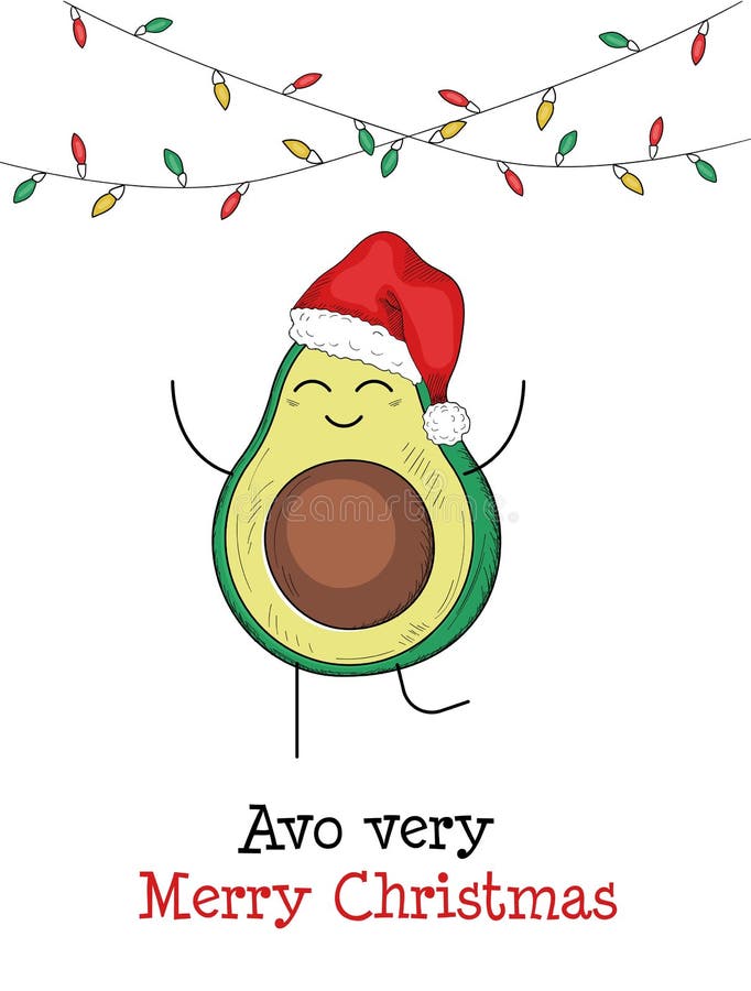Avo molto felice auguri all'avocado di Natale royalty illustrazione gratis Avo molto felice auguri all'avocado di Natale royalty illustrazione gratis