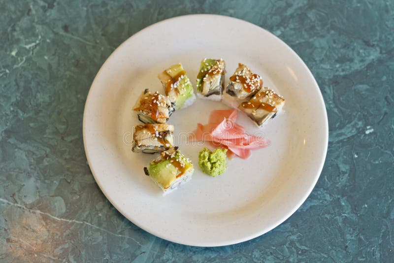 Avocado Eel Crab Sushi stock photo. Image of crab, restaurant 58523392