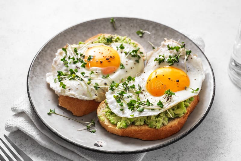 Avocado and Fried Egg Sandwiches Stock Image Image of healthy, fried