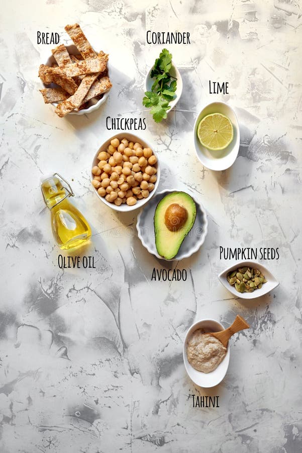 Avocado Hummus, Recipe Ingredients. Dish Based on Chickpeas and Avocado Stock Photo Image of