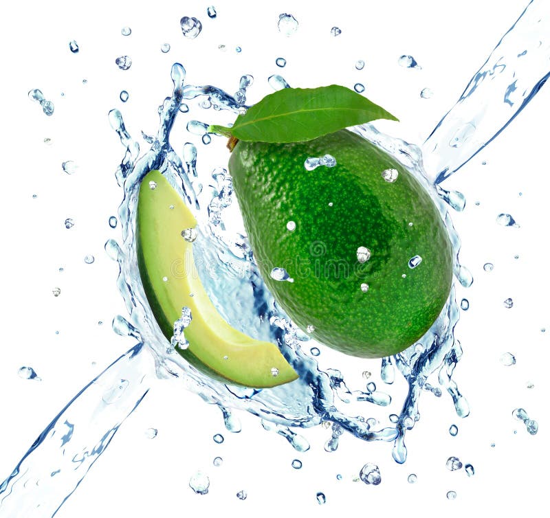 Green Avocado Water Splash Isolated White Stock Photos Free & Royalty