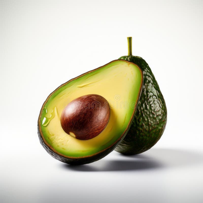 Avocado Still Life: Dramatic Lighting On White Background stock illustration