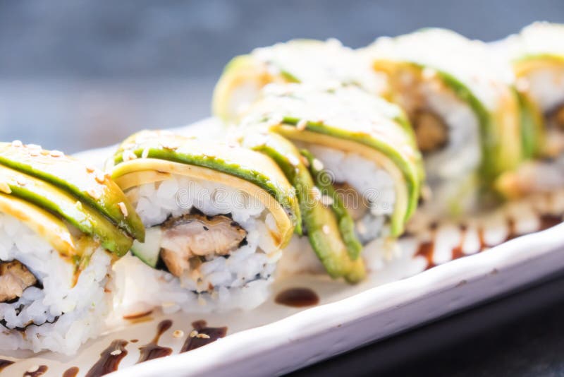 Avocado sushi stock image. Image of food, asian, vegetarian 93106315