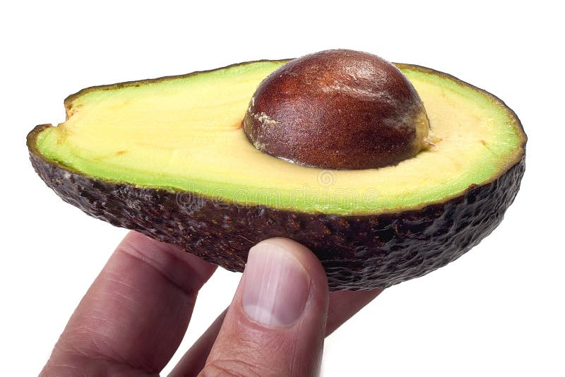 Avocado in una mano immagini stock libere da diritti Avocado in una mano immagini stock libere da diritti