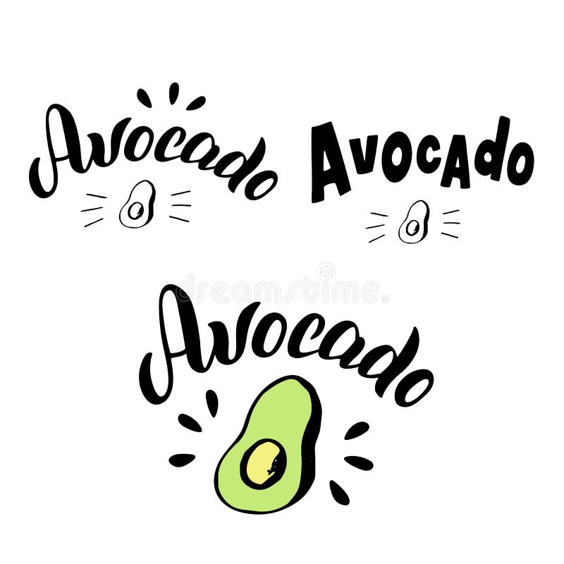 Avocadotypographie-Beschriftungssatz Modisches Logomenü, Aufkleber, Verpackungsgestaltung für Landwirtnahrungsmittelmarkt vektor abbildung Avocadotypographie-Beschriftungssatz Modisches Logomenü, Aufkleber, Verpackungsgestaltung für Landwirtnahrungsmittelmarkt vektor abbildung