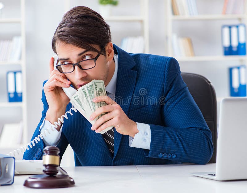 Avocat care primește bani ca mită stock image