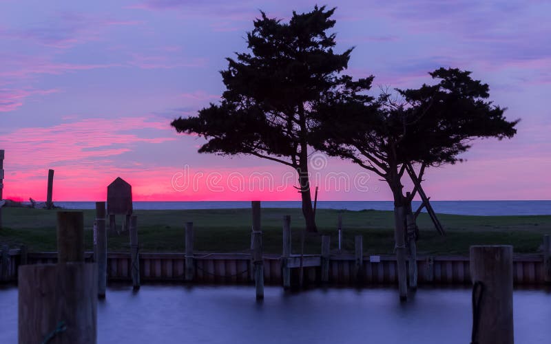 Sunset Pamlico Sound Salvo North Carolina Outer Banks Stock Photo