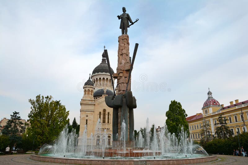 Avram Iancu Bij Cluj Napoca Vierkant Stock Foto Image of blauw