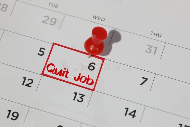 Red highlighter with a quit job date on calendar. Red highlighter with a quit job date on calendar