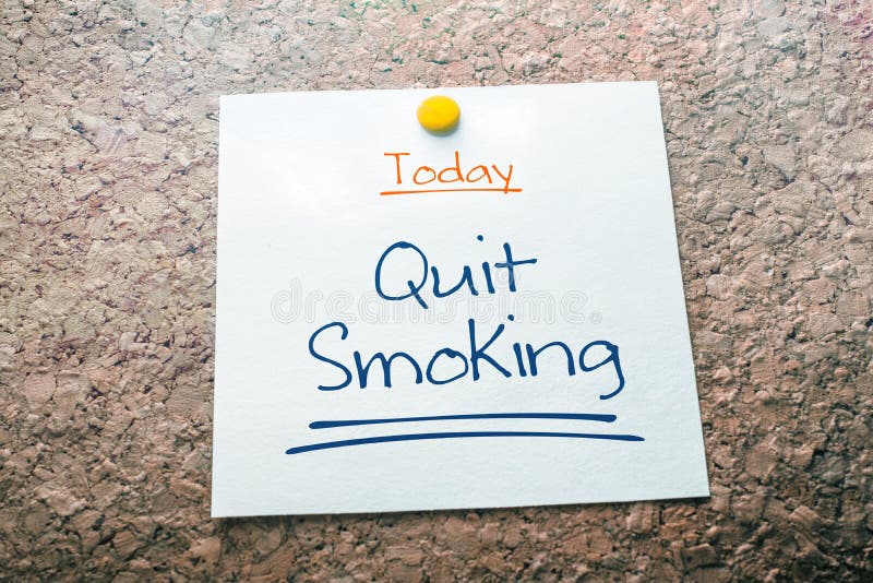 A Quit Smoking Reminder For Today On Paper Pinned On Cork Board. A Quit Smoking Reminder For Today On Paper Pinned On Cork Board