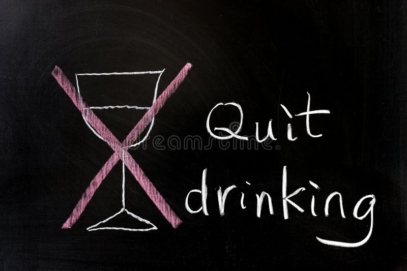 Chalk drawing - Quit drinking concept. Chalk drawing - Quit drinking concept