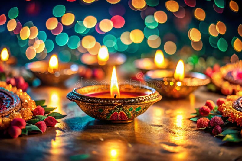Avslående Diwali-bakgrunder Hämtar magiken för festival av ljus i mörkt lågenergifoto Upplev magi med royaltyfri illustrationer