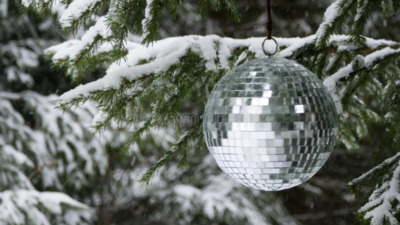 Avspegla bollen på bakgrunden av en vinterskog