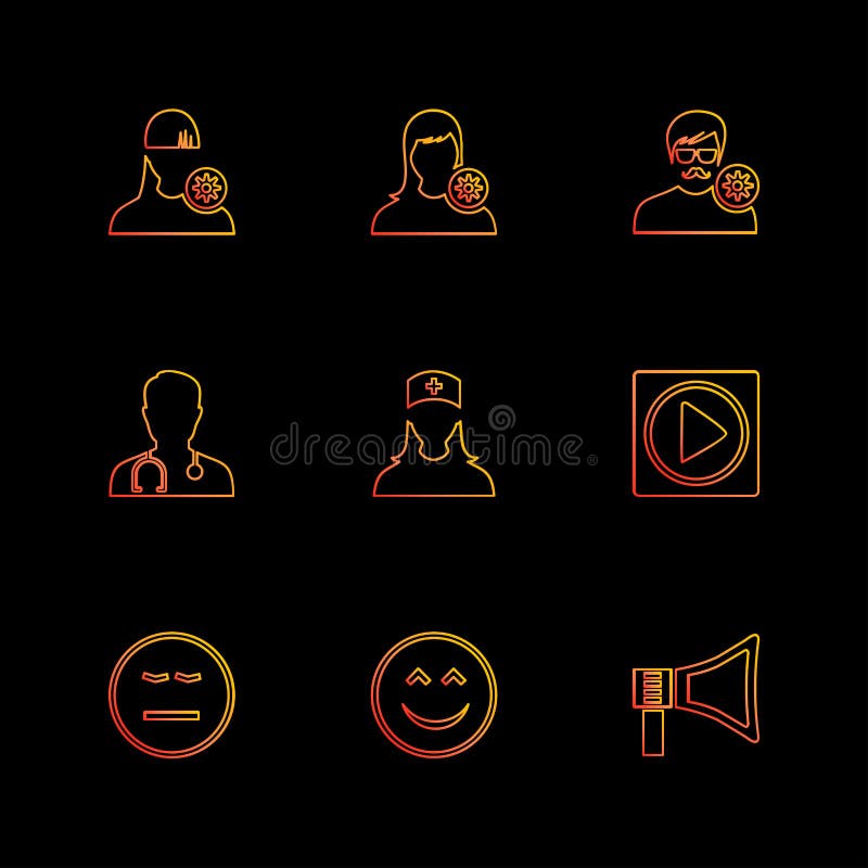 Avtar, потребитель, профиль, воплощение, emoji, смайлик, значки s eps иллюстрация вектора