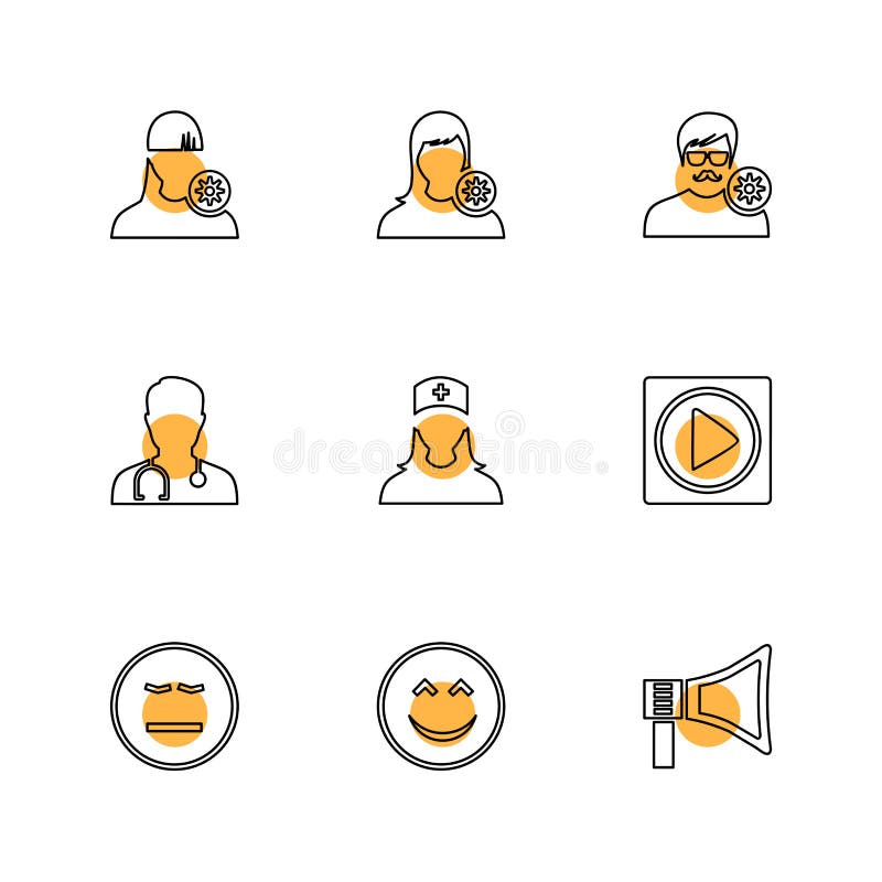 Avtar, потребитель, профиль, воплощение, emoji, смайлик, значки s eps иллюстрация штока