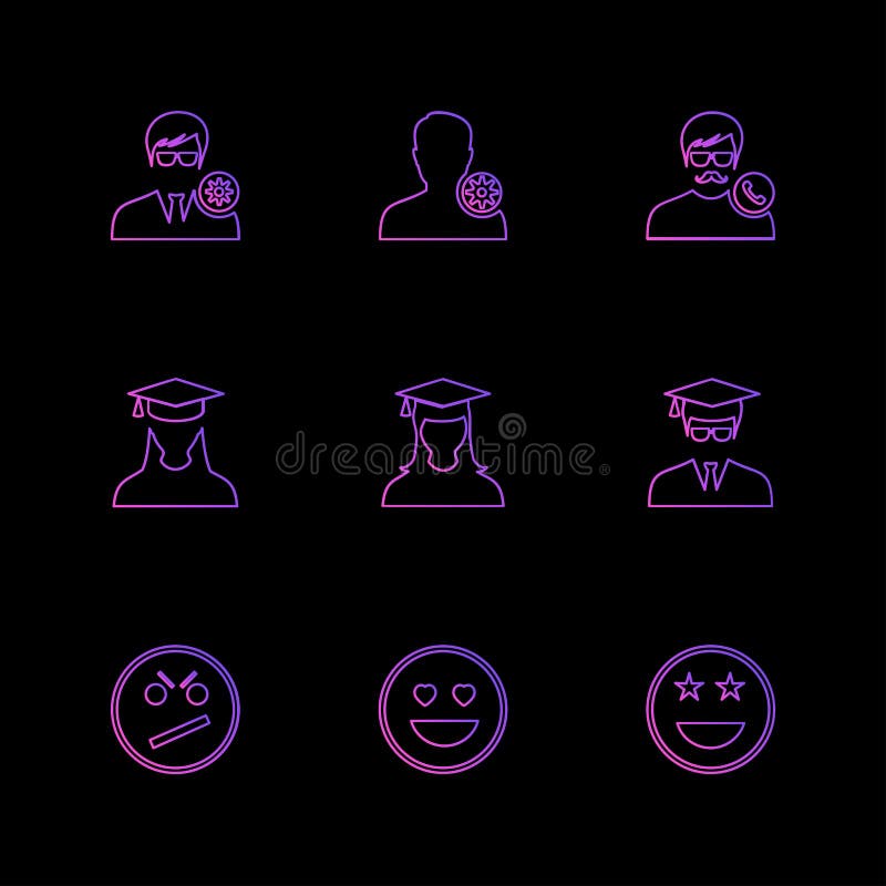 Avtar, потребитель, профиль, воплощение, emoji, смайлик, значки s eps иллюстрация вектора