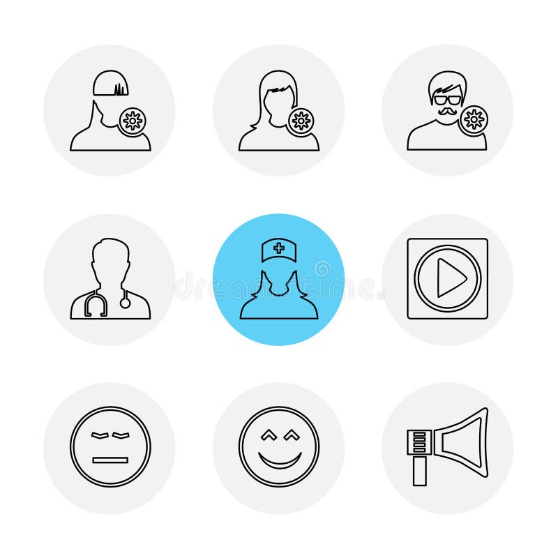 Avtar, потребитель, профиль, воплощение, emoji, смайлик, значки s eps бесплатная иллюстрация