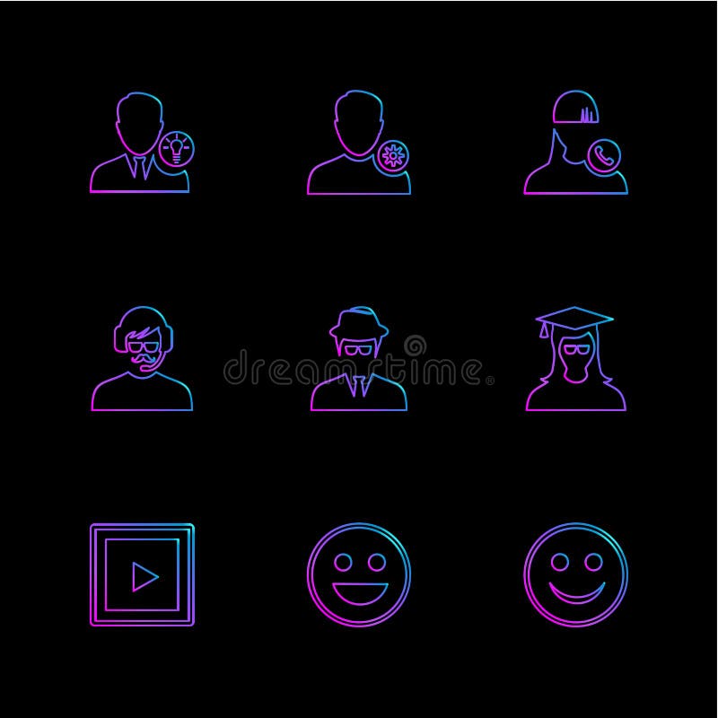 Avtar, потребитель, профиль, воплощение, emoji, смайлик, значки s eps иллюстрация штока