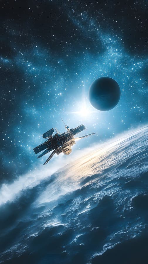 Avventura spaziale atmosferica : esplorazione di misteriosi pianeti e spazio profondo illustrazione vettoriale