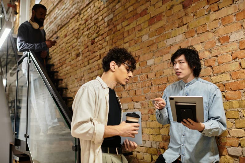 Avviare una discussione tra colleghi in un fotografie stock